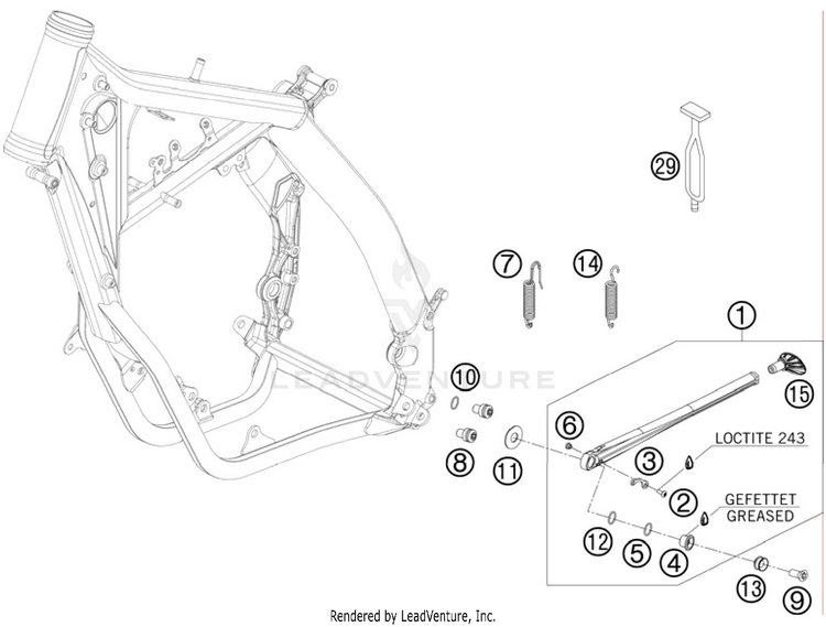 Side / Center Stand 250 XC Chassis - 2011 Schematic