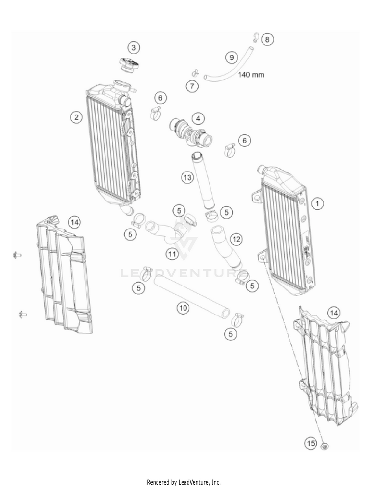 Cooling System 125 SX/XC Engine - 2023 Schematic
