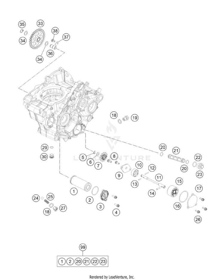 Lubricating System 350 SX-F Engine - 2023 Schematic
