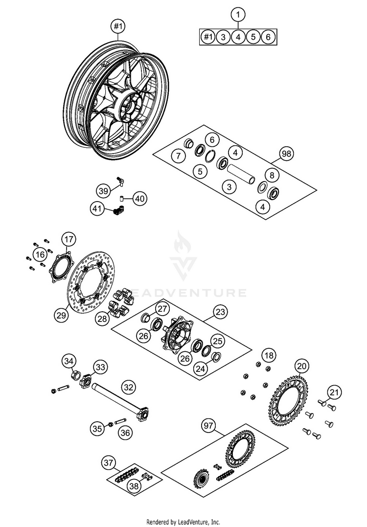Rear Wheel 1290 SUPER ADVENTURE S ORANGE CHASSIS - 2020 Schematic