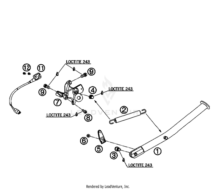 Side / Center Stand 690 Supermoto Orange Chassis - 2007 Schematic