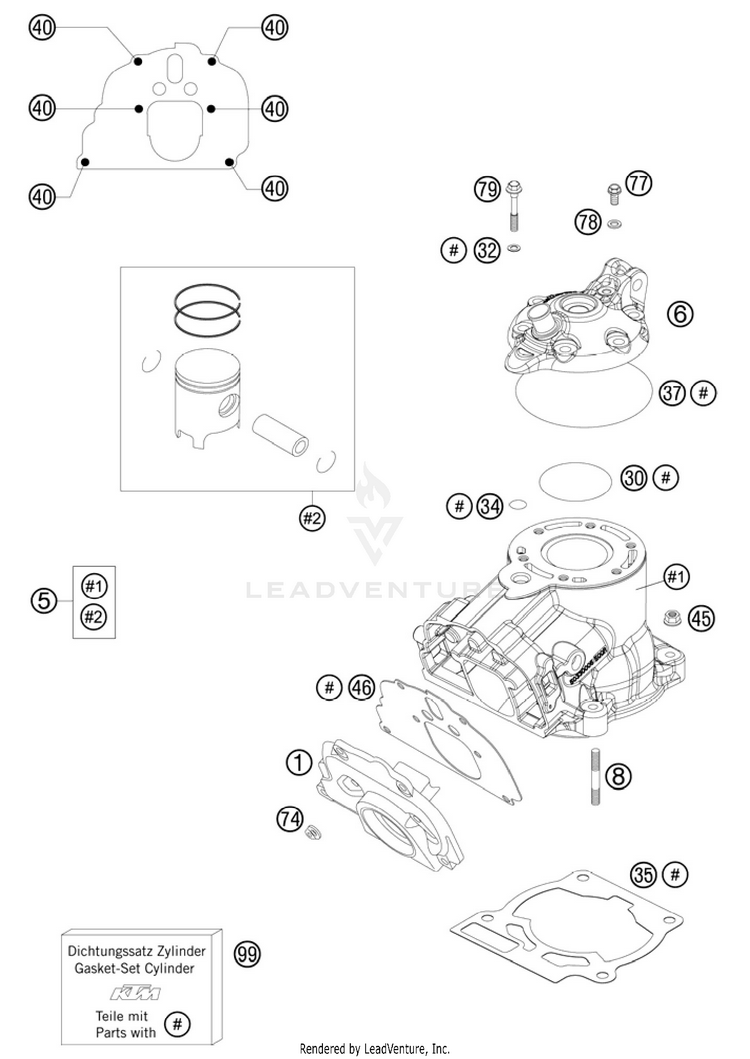 Cylinder, Cylinder Head 150 SX Engine - 2011 Schematic