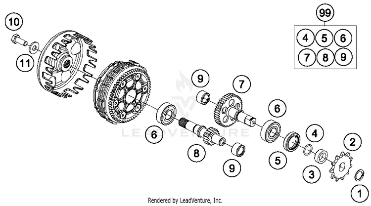 Transmission 50 SX MINI Engine - 2015 Schematic