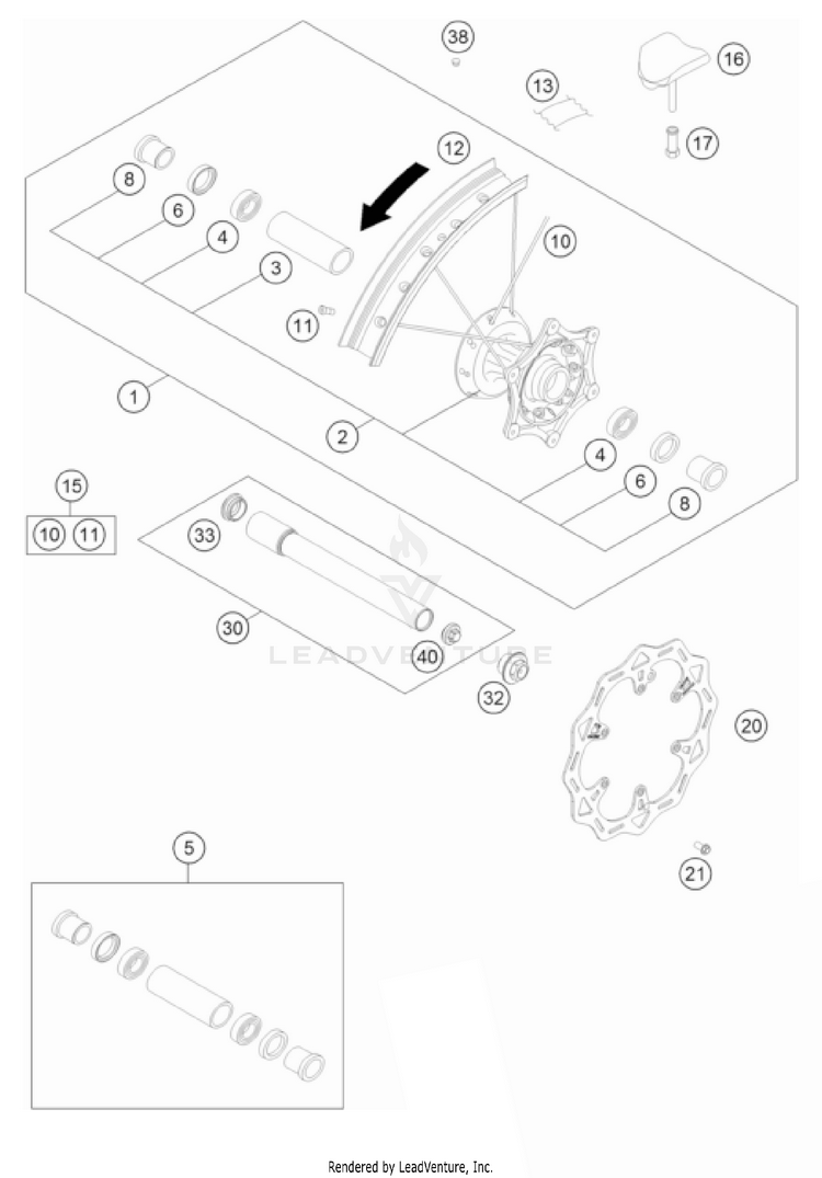 Front Wheel 350 EXC-F US CHASSIS - 2022 Schematic