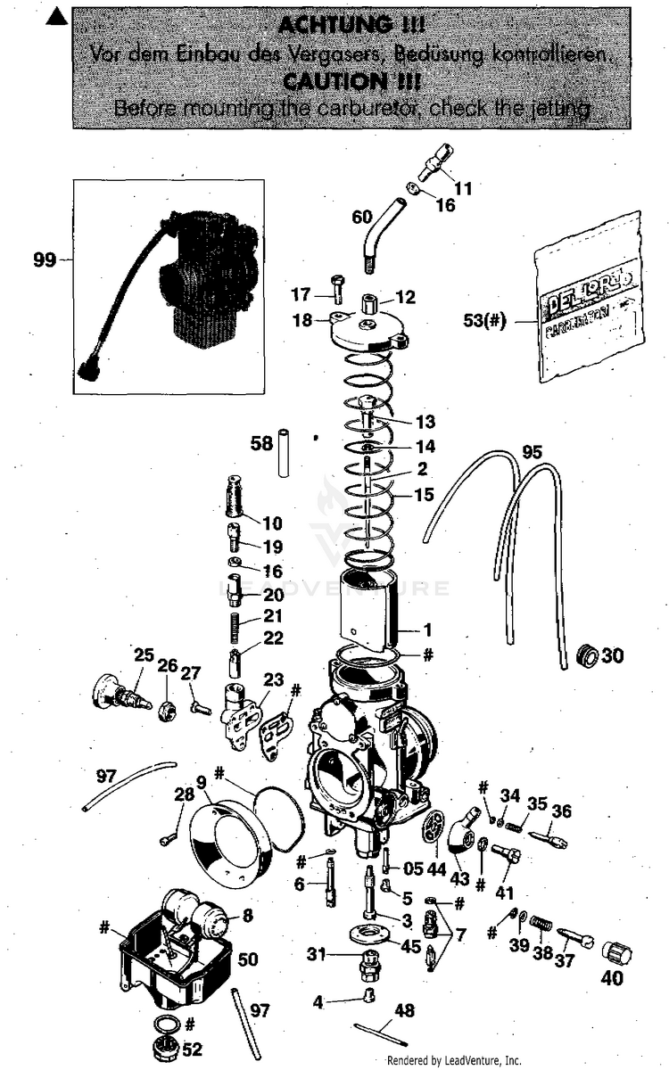 Carburetor Del Orto Phm 40 Sd 620 RXC-E Engine - 1997 Schematic