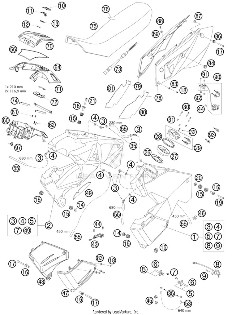 Tank, Seat, Cover Schematic