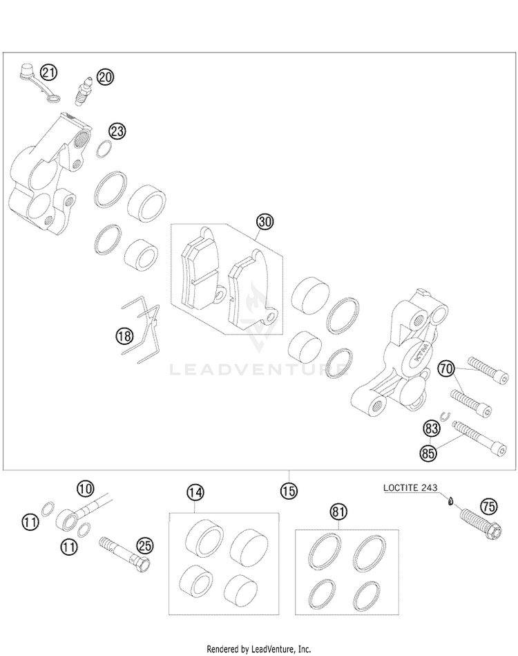 Brake Caliper Front 85 XC Chassis - 2009 Schematic