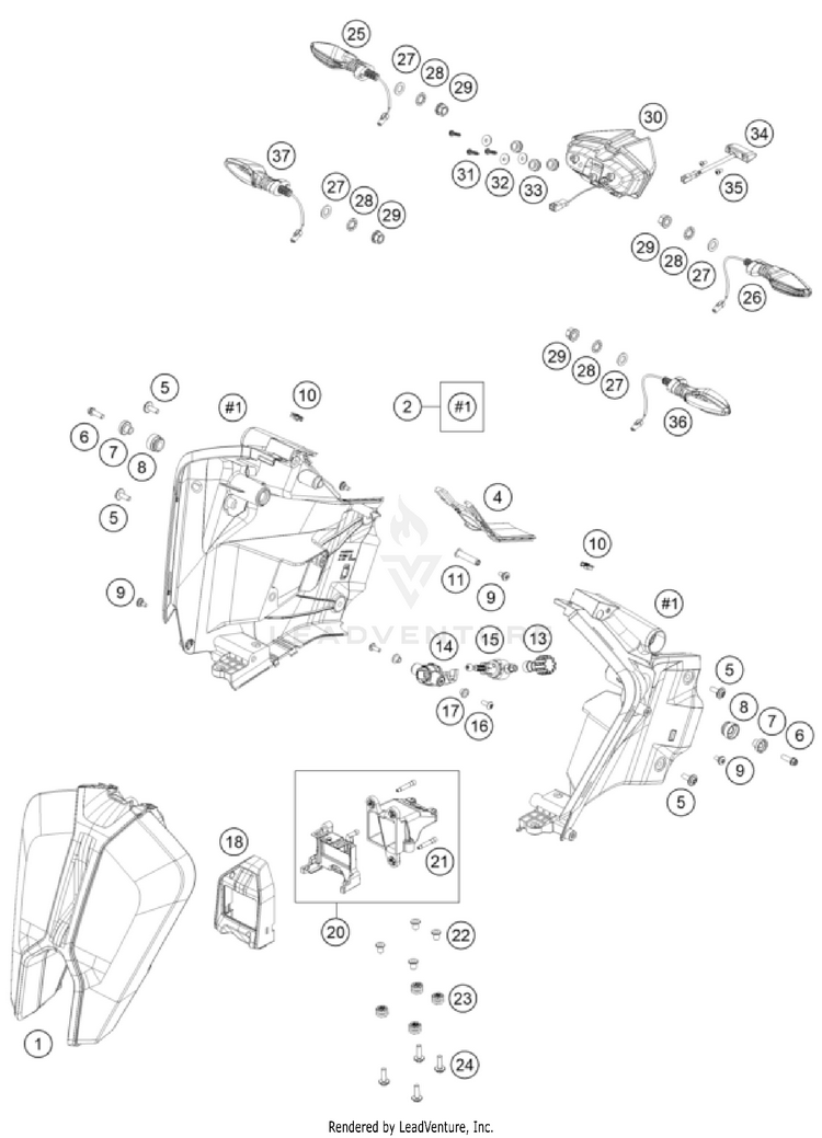 Lighting System 1290 SUPER ADVENTURE S, orange CHASSIS - 2023 Schematic