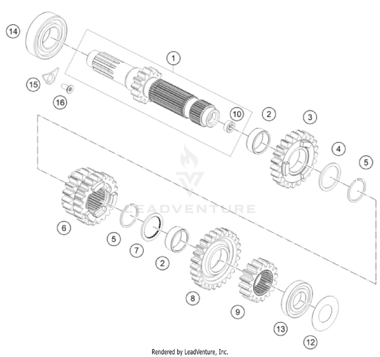 Transmission I - Main Shaft 500 EXC US SL ENGINE - 2025 Schematic