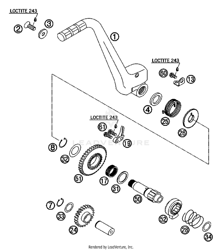 Kickstarter 250 XC Engine - 2007 Schematic