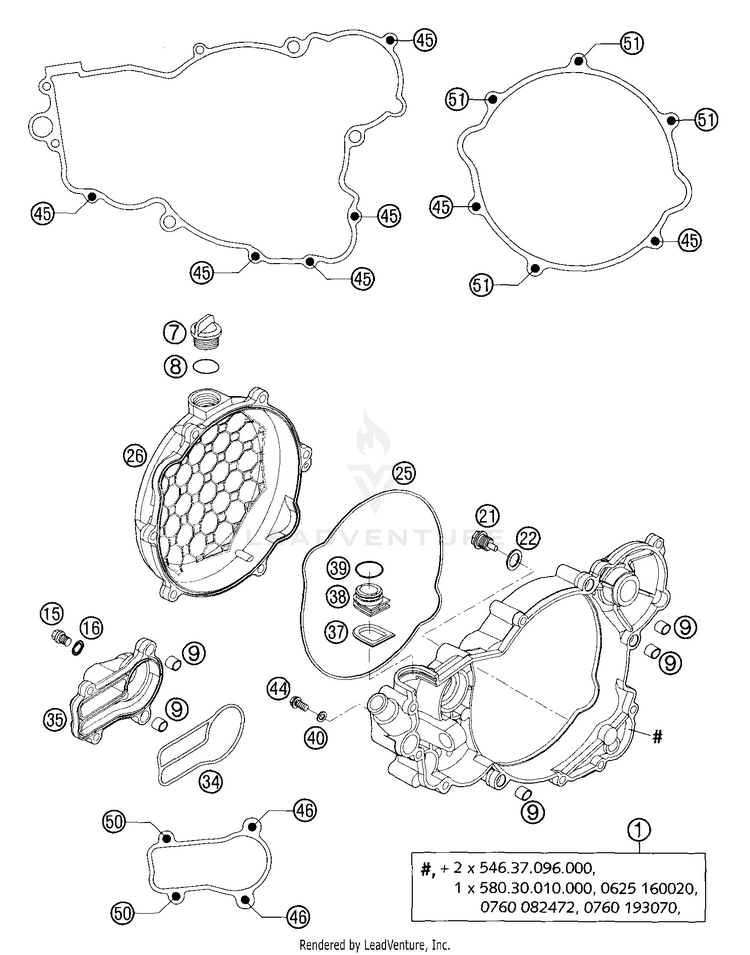 Clutch Cover 300 MXC Engine - 2004 Schematic