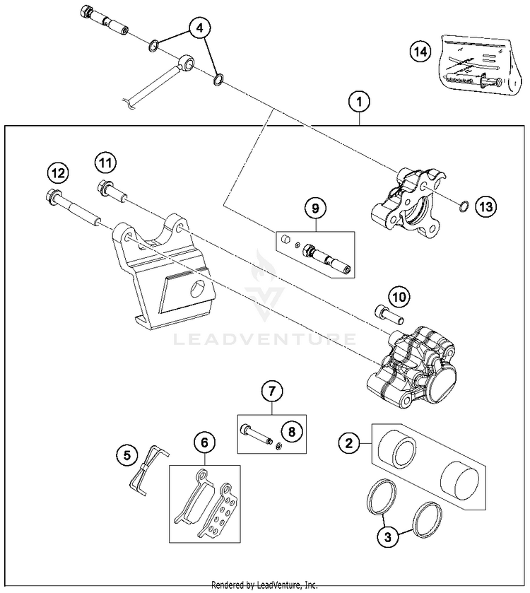 Brake Caliper Rear 50 SX MINI Chassis - 2016 Schematic
