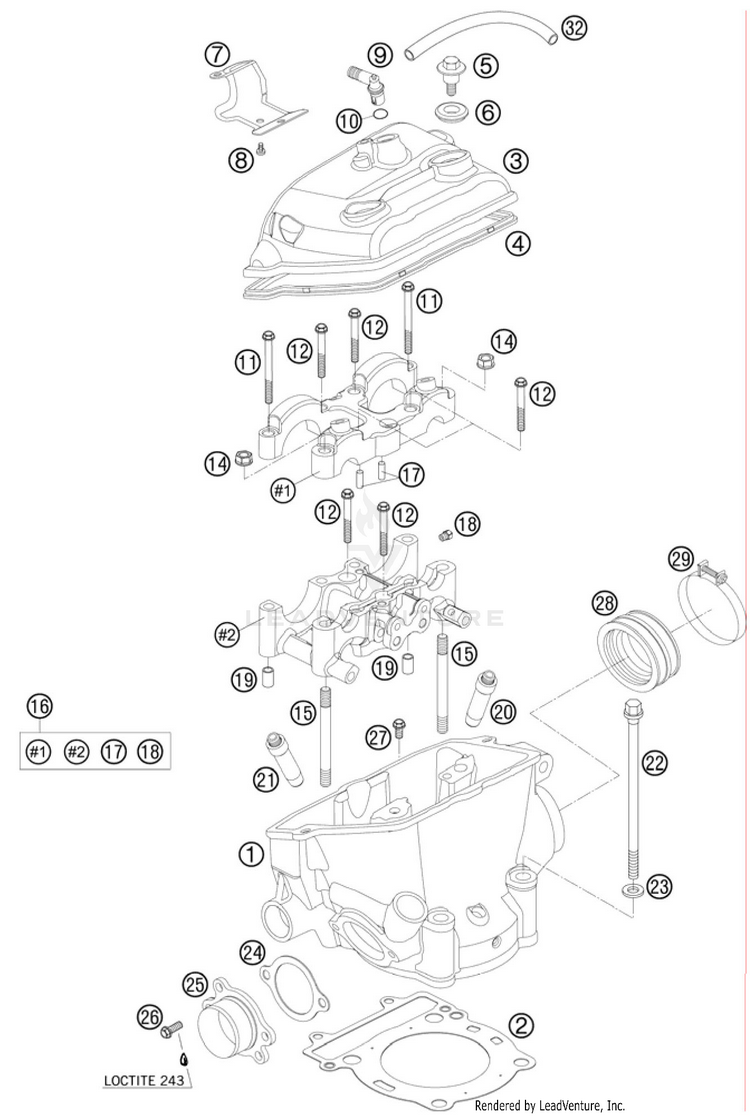 Cylinder Head 250 SX-F Engine - 2010 Schematic