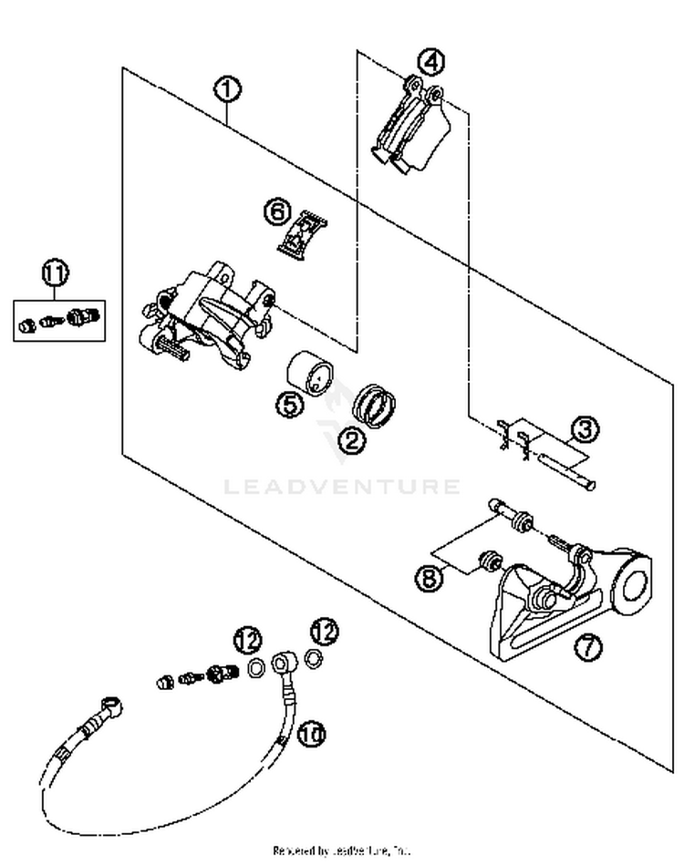 Brake Caliper Rear 300 XCW Sixdays Chassis - 2014 Schematic