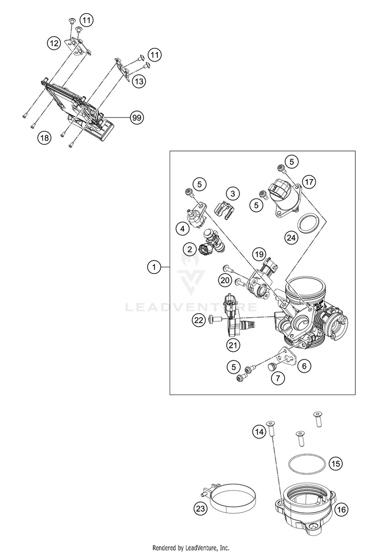 Throttle Body 390 RC WHITE ABS Engine - 2016 Schematic