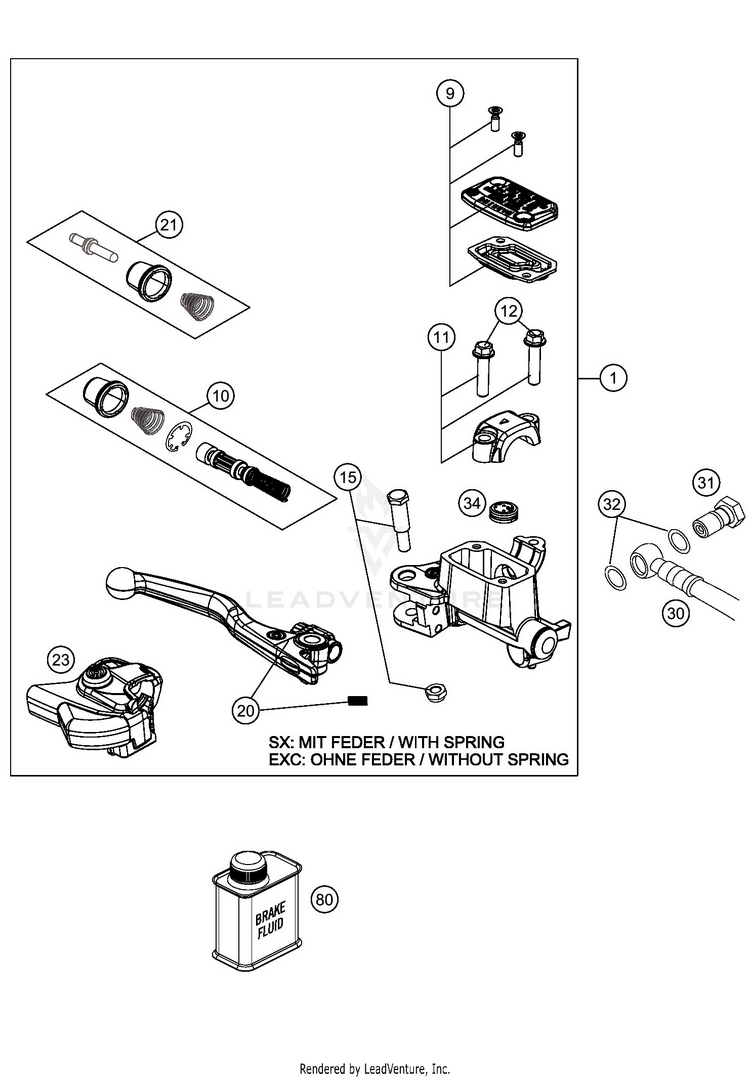Front Brake Control 300 XC-W TPI CHASSIS - 2020 Schematic