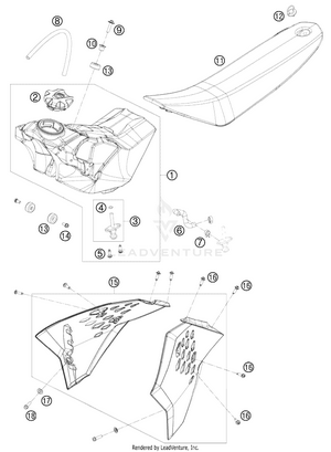 Tank, Seat, Cover Schematic