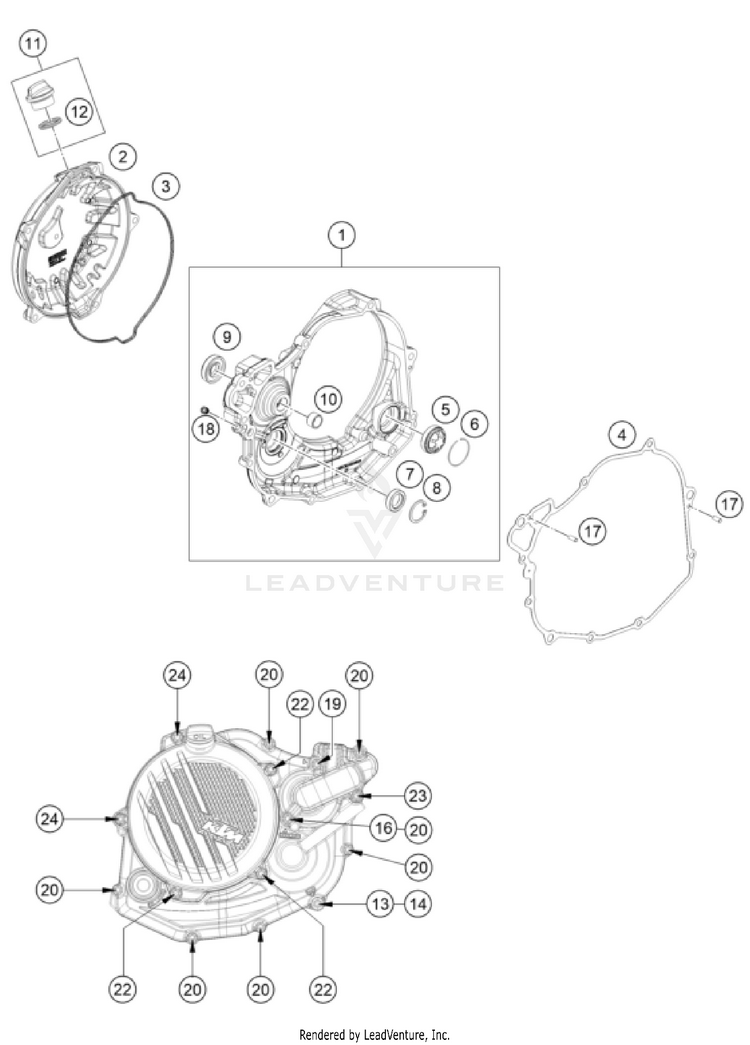 Clutch Cover 500 EXC US SL ENGINE - 2024 Schematic