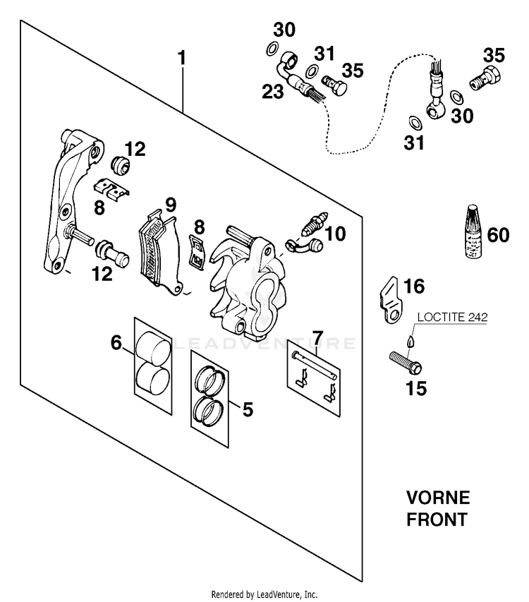 Brake Caliper Front 620 R Chassis - 1998 Schematic