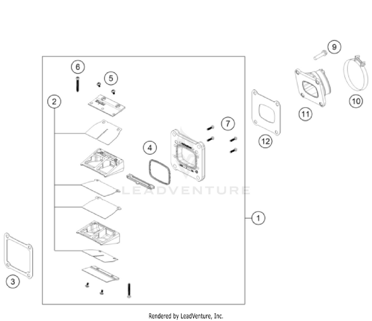 Reed Valve Case 250 XC ENGINE - 2025 Schematic