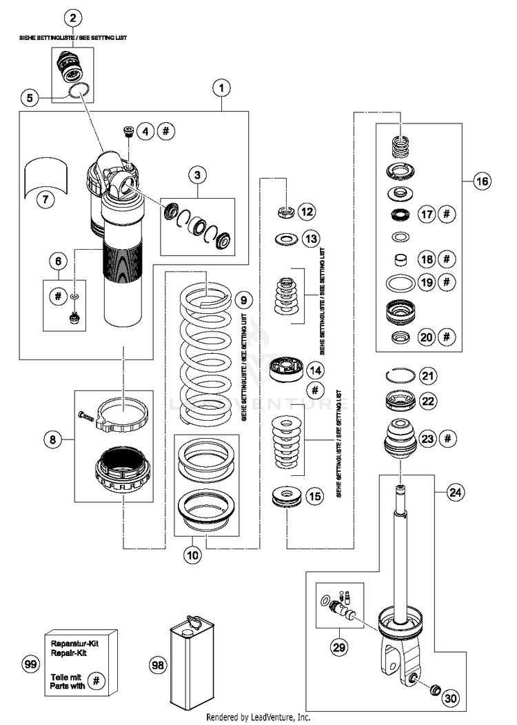Shock Absorber Disassembled 300 XC CHASSIS - 2017 Schematic