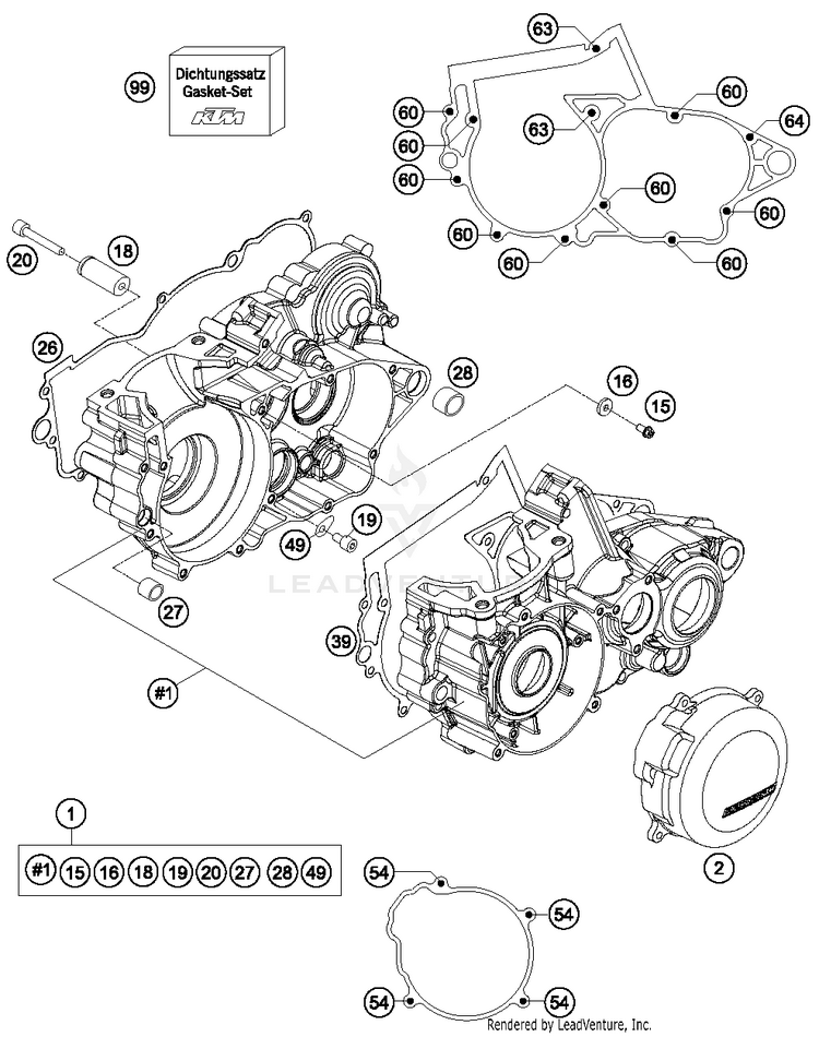 Engine Case 250 SX Engine - 2016 Schematic