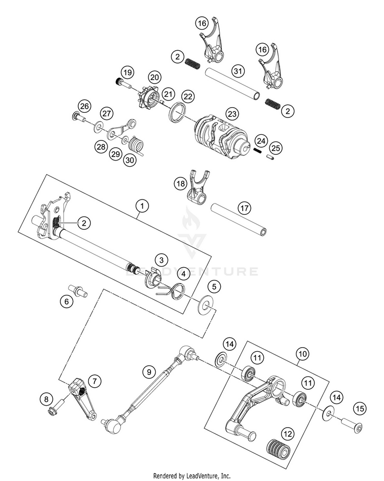 Shifting Mechanism 390 RC WHITE ABS Engine - 2016 Schematic