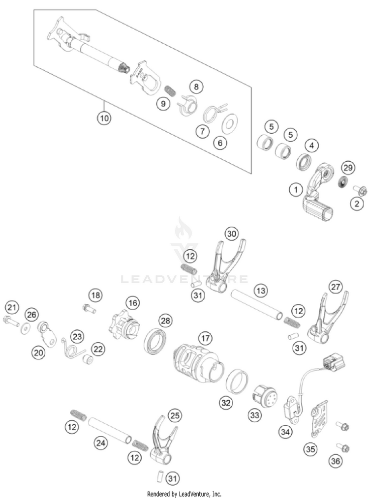 Shifting Mechanism 350 SX-F ENGINE - 2025 Schematic