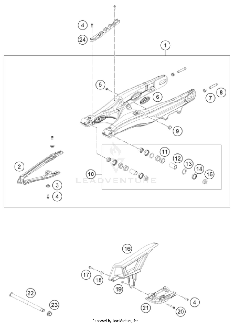 Swing Arm 500 EXC-F CHASSIS - 2025 Schematic