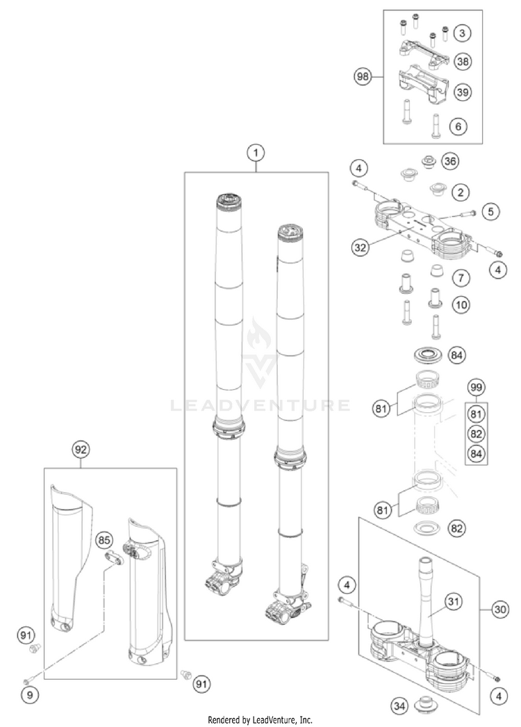 Front Fork, Triple Clamp Schematic