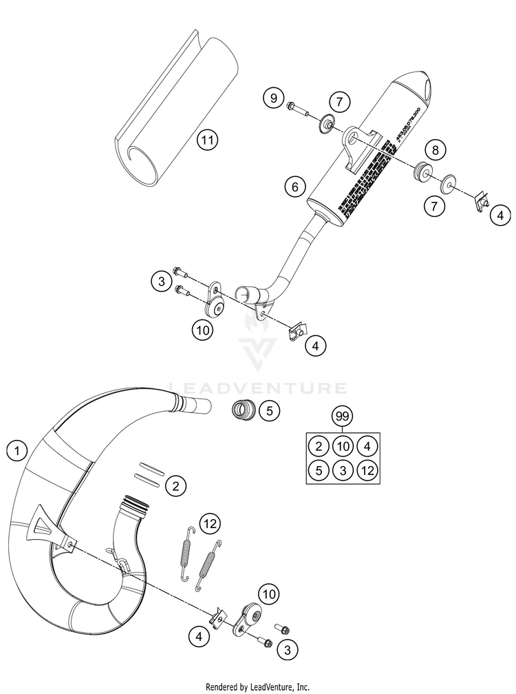 Exhaust System 50 SX Factory Edition Chassis - 2021 Schematic