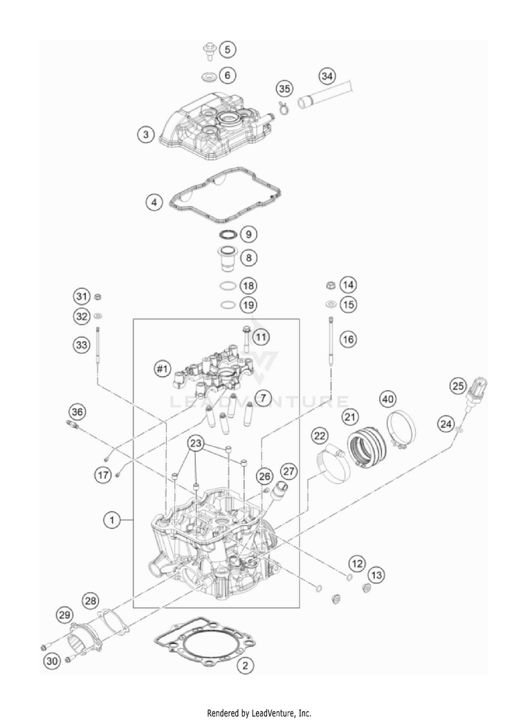 Cylinder Head 350 EXC-F USA Engine - 2023 Schematic