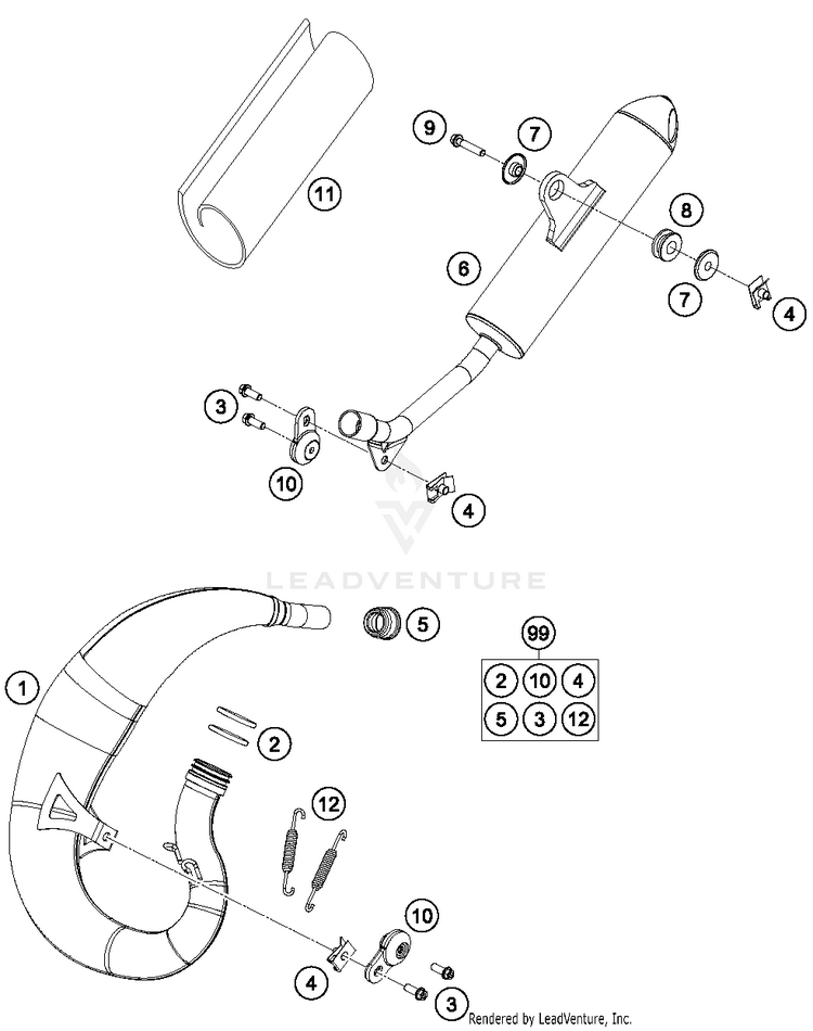 Exhaust System 50 SX CHASSIS - 2017 Schematic