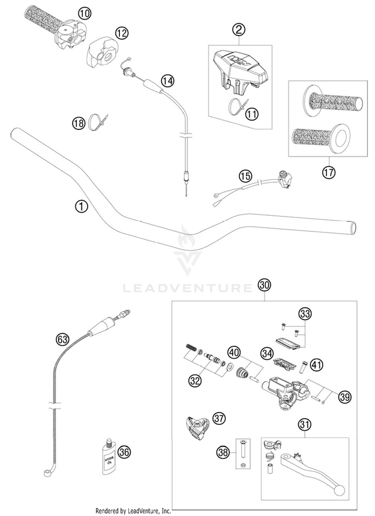 Handlebar, Controls 150 SX Chassis - 2011 Schematic
