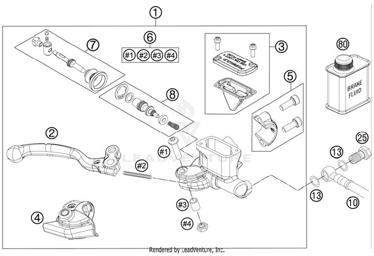 Hand Break Cylinder 65 SX Chassis - 2012 Schematic