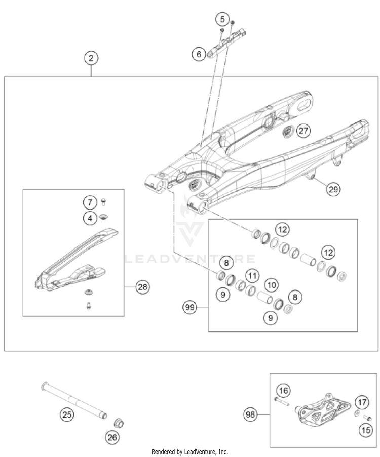 Swing Arm 250 XC TPI US CHASSIS - 2022 Schematic