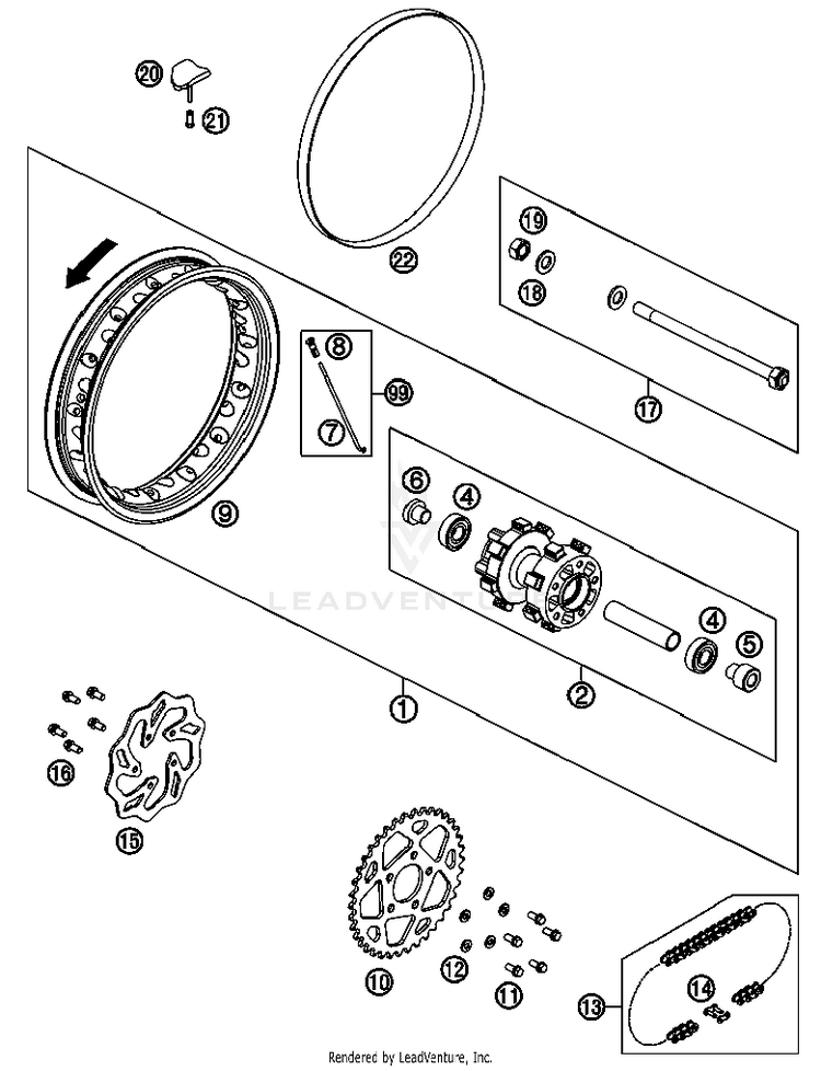 Rear Wheel 50 SX Mini Chassis - 2013 Schematic