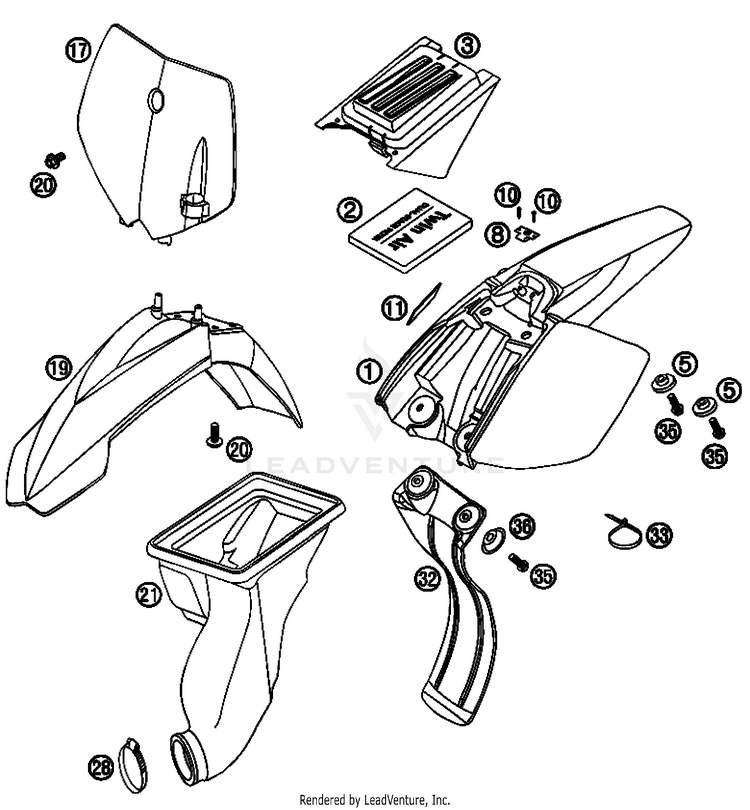 Mask, Fenders 50 Mini Adventure Chassis - 2008 Schematic