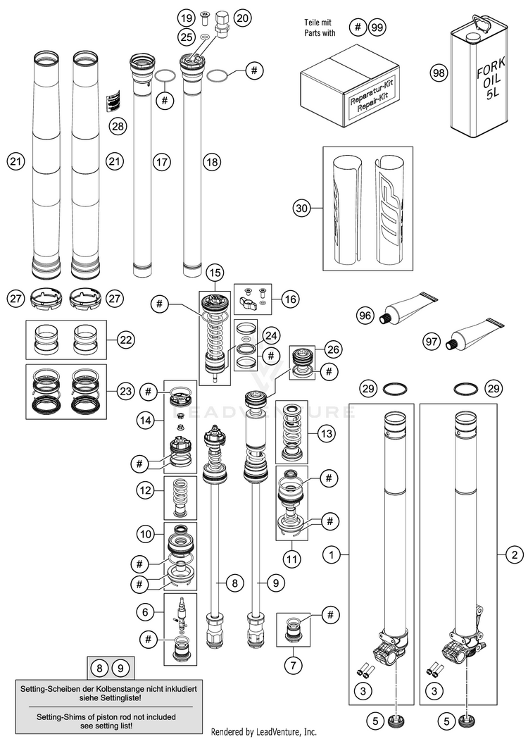 Front Fork Disassembled 300 XC TPI CHASSIS - 2020 Schematic