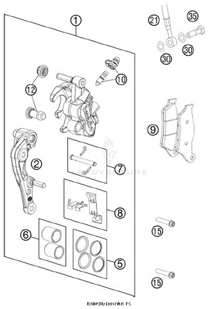 Brake Caliper Front 250 XCFW Chassis - 2012 Schematic