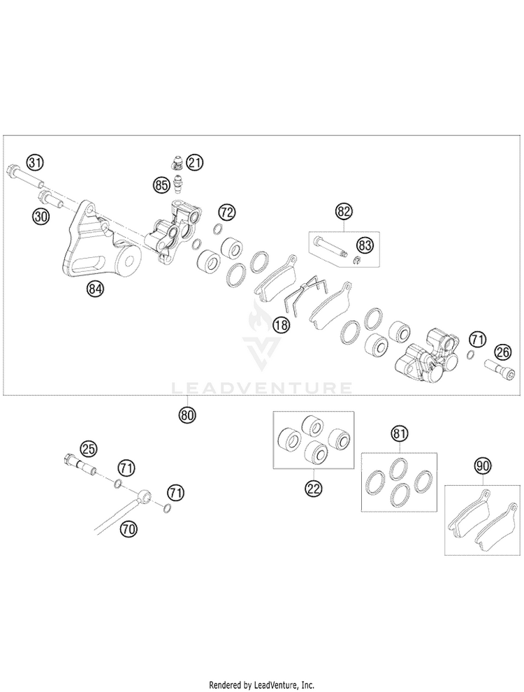 Brake Caliper Rear 65 XC Chassis - 2009 Schematic