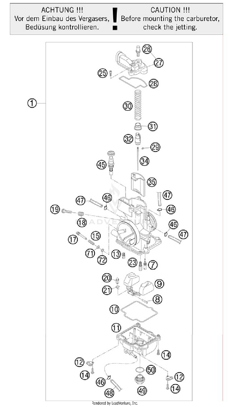 Carburetor 150 XC Engine - 2012 Schematic