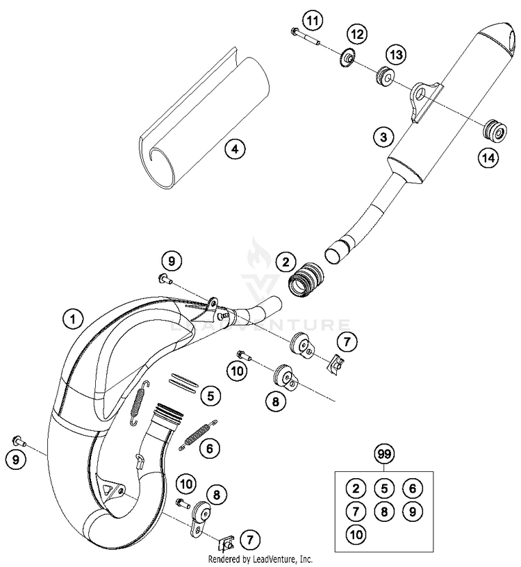 Exhaust System 65 SX Chassis - 2016 Schematic