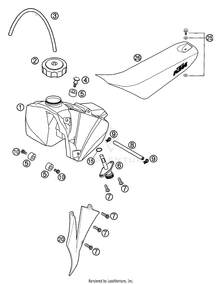 Tank, Seat, Cover Schematic