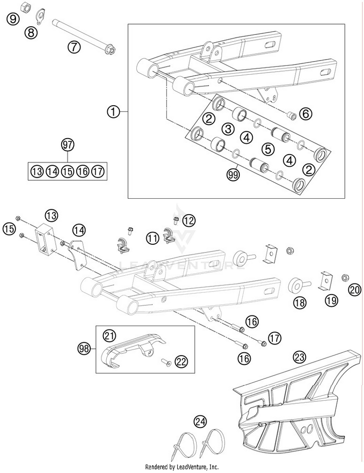 Swing Arm 50 SX Chassis - 2012 Schematic