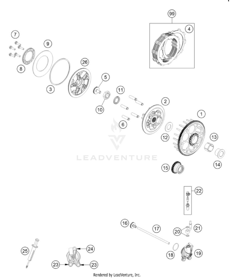 Clutch 125 SX/XC ENGINE - 2026 Schematic