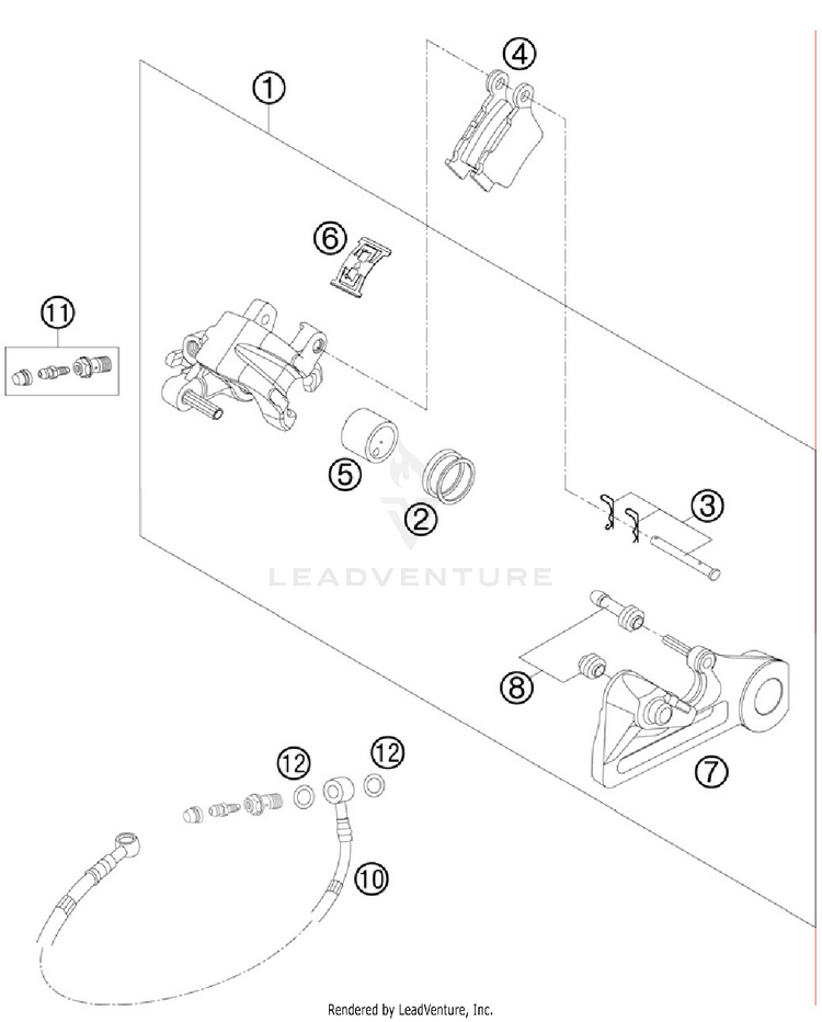 Brake Caliper Rear 300 XC Chassis - 2012 Schematic
