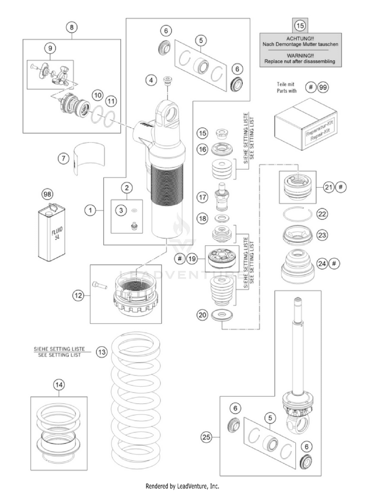 Federbein Zerlegt 300 XC-W FACTORY EDITION CHASSIS - 2025 Schematic