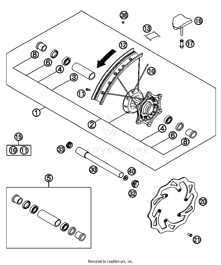 Front Wheel 350 EXC-F USA Chassis - 2013 Schematic