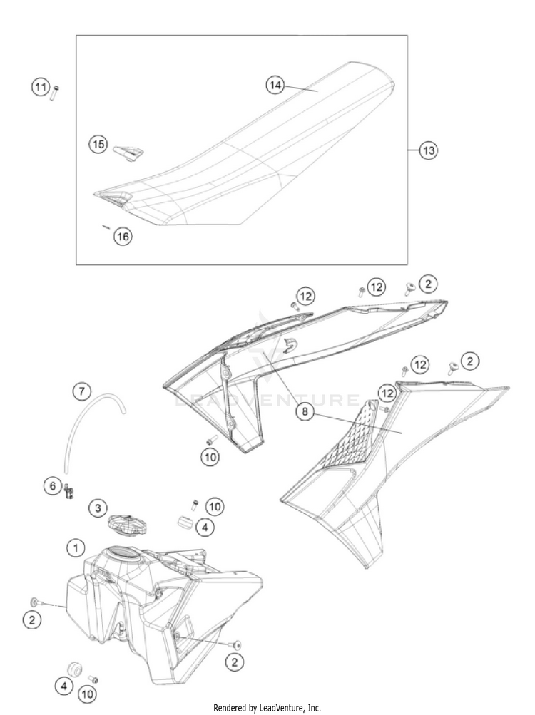 Tank, Seat 125 SX CHASSIS - 2026 Schematic